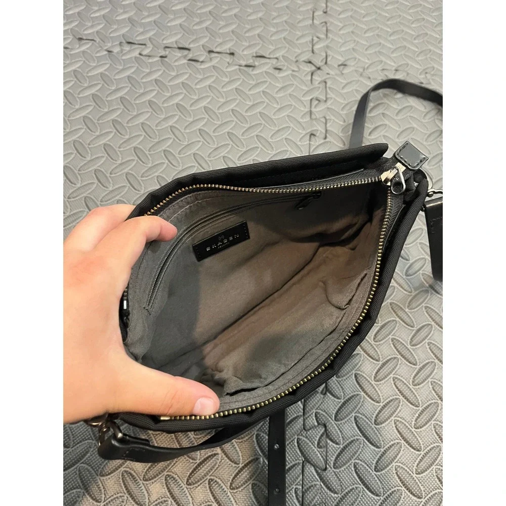 Skagen‎ Crossbody Bag Womens OS Black Nylon Leather Trim Minimalist Messenger
